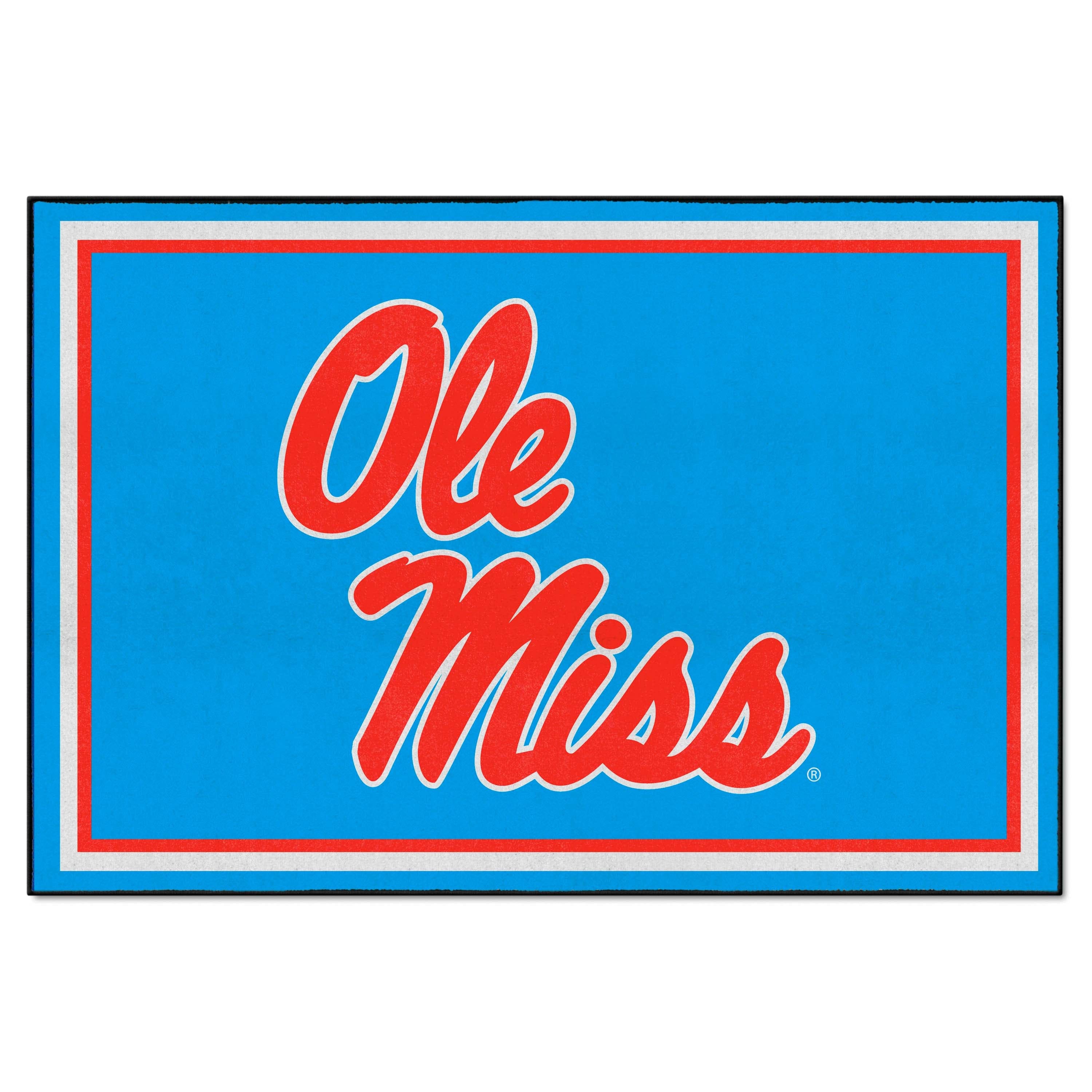 Ole Miss Rebels 5ft. x 8 ft. Plush Area Rug, Light Blue Alternate - Ole Miss