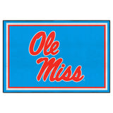 Ole Miss Rebels 5ft. x 8 ft. Plush Area Rug, Light Blue Alternate - Ole Miss