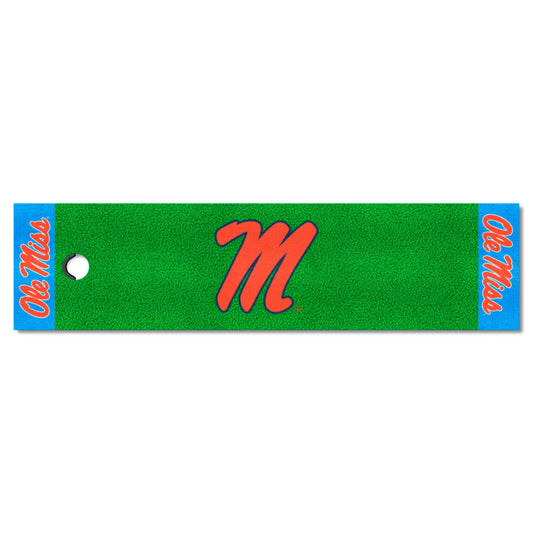 Ole Miss Rebels Putting Green Mat - 1.5ft. x 6ft., Light Blue Alternate - Ole Miss