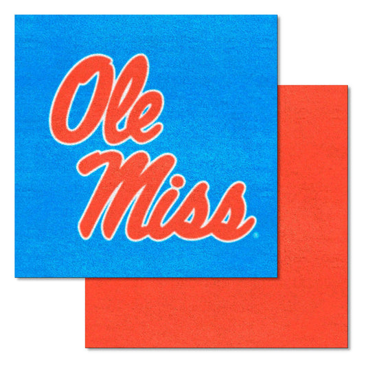 Ole Miss Rebels Team Carpet Tiles - 45 Sq Ft., Light Blue Alternate