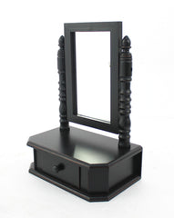 20" Black Wood Framed Makeup Shaving Tabletop Mirror