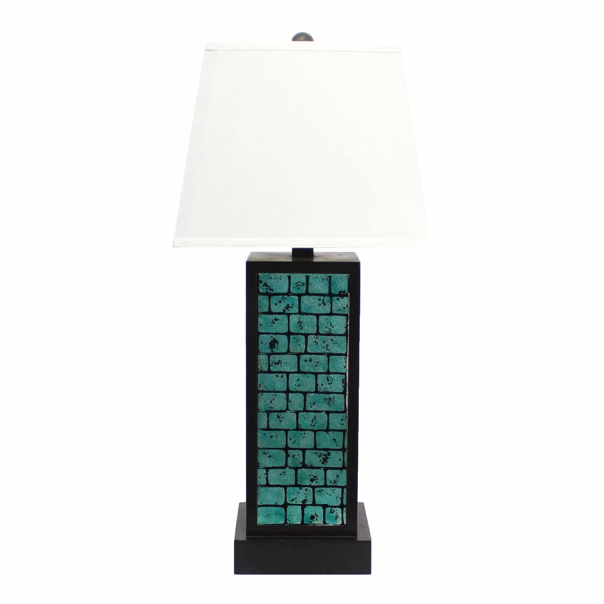 31" Black Metal Bedside Lamp With White Empire Shade