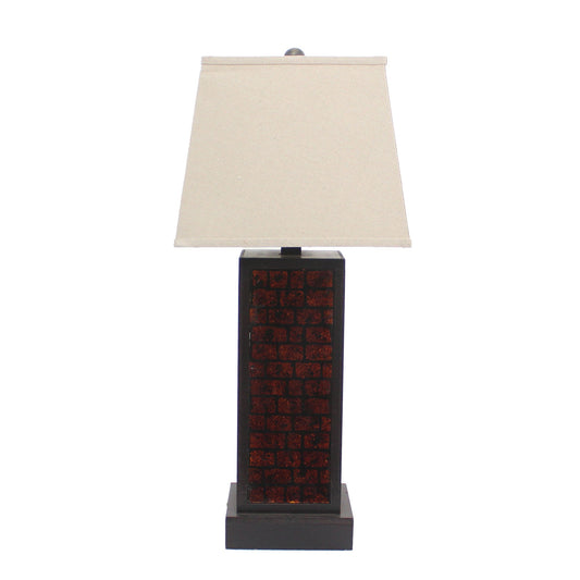 31" Black Metal Bedside Table Lamp With White Shade