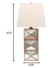 6.25 X 6.75 X 27.5 Gold Modern Illusionary Mirrored Base - Table Lamp - Homeroots