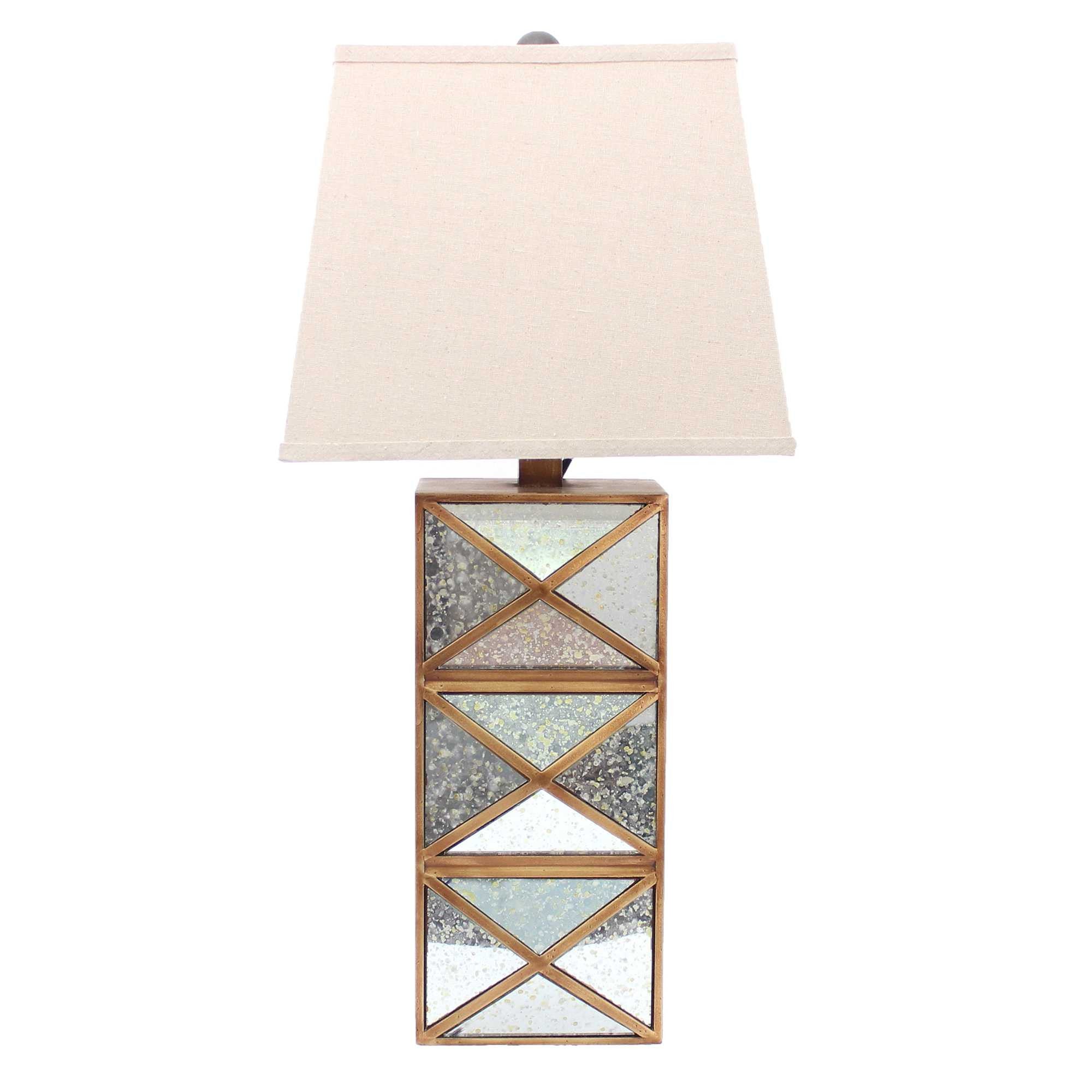 6.25 X 6.75 X 27.5 Gold Modern Illusionary Mirrored Base - Table Lamp - Homeroots