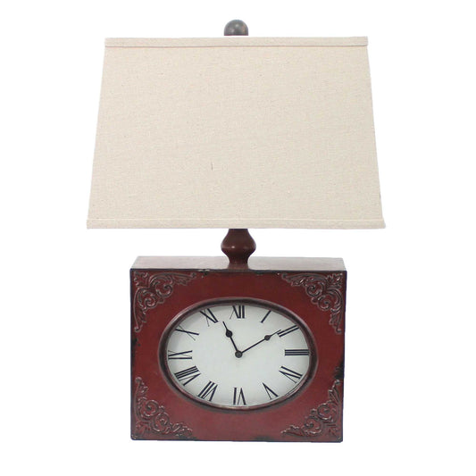 7 X 7 X 22 Red Vintage Metal Clock Base - Table Lamp - Homeroots