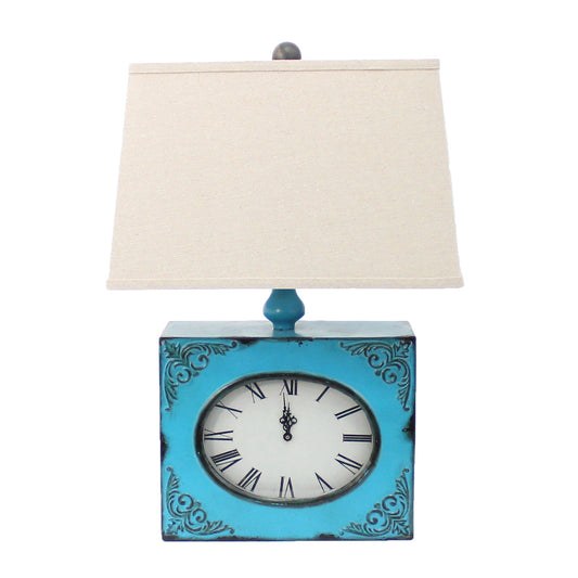 7 X 7 X 22 Blue Vintage Metal Clock Base - Table Lamp - Homeroots