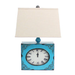 7 X 7 X 22 Blue Vintage Metal Clock Base - Table Lamp - Homeroots