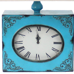 7 X 7 X 22 Blue Vintage Metal Clock Base - Table Lamp - Homeroots