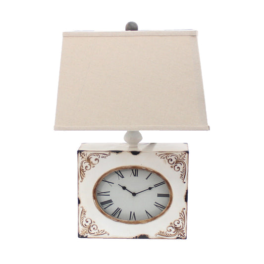 7 X 7 X 22 White Vintage Metal Clock Base - Table Lamp - Homeroots