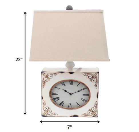 7 X 7 X 22 White Vintage Metal Clock Base - Table Lamp - Homeroots