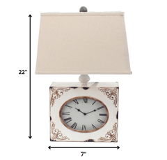 7 X 7 X 22 White Vintage Metal Clock Base - Table Lamp - Homeroots