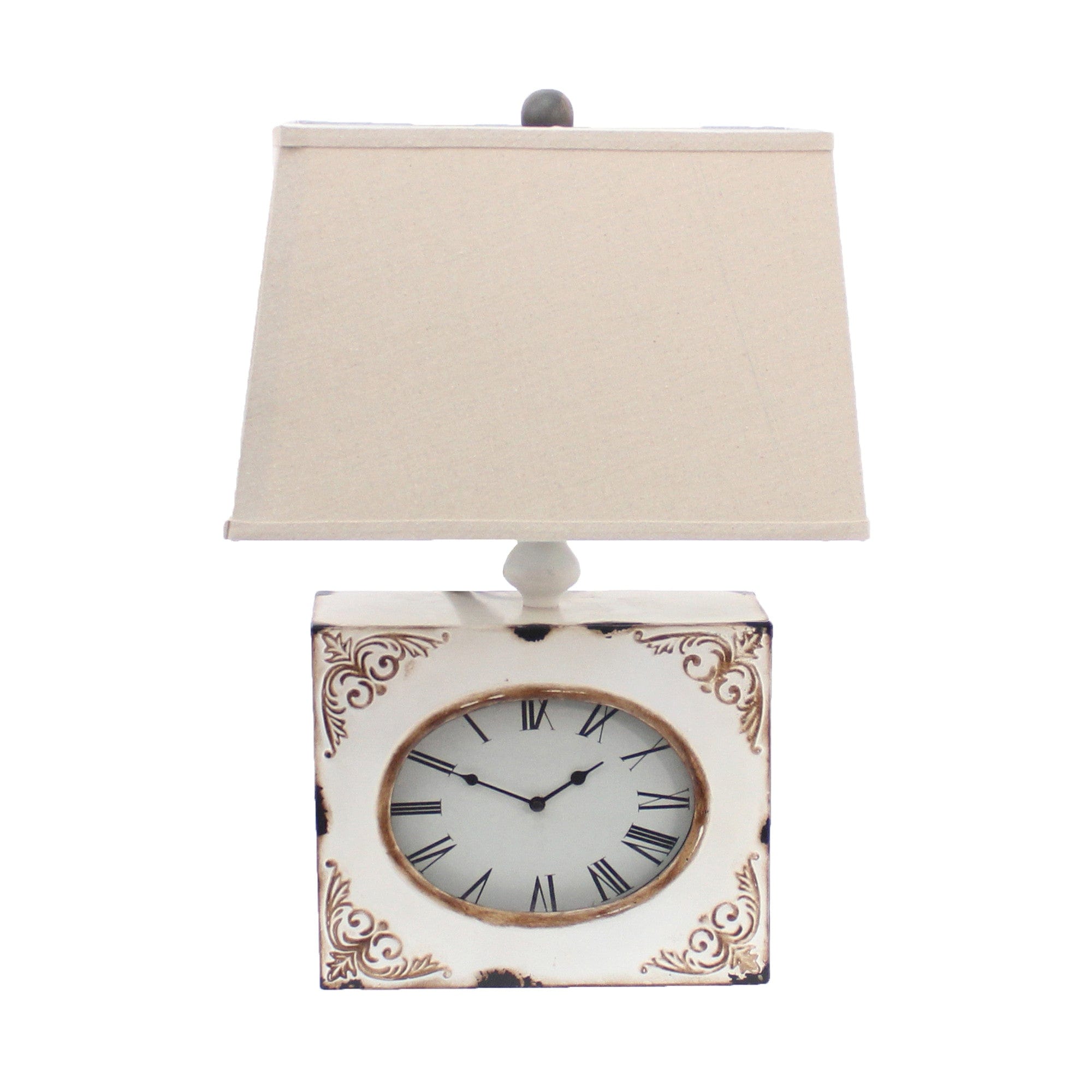 7 X 7 X 22 White Vintage Metal Clock Base - Table Lamp - Homeroots