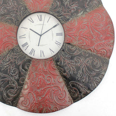 30" Novelty Red And Black Glass Analog Wall Clock