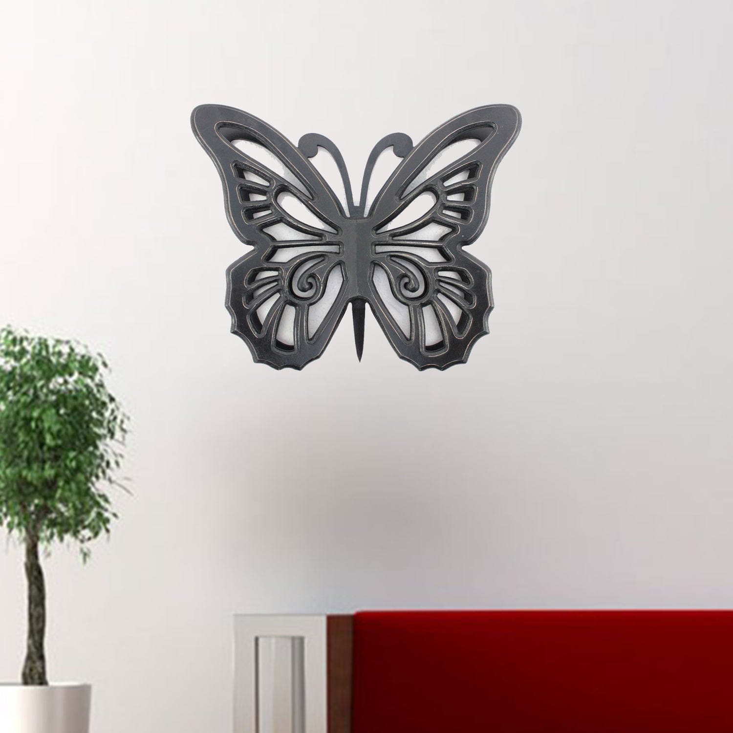 23" X 19" Black Rustic Butterfly Wooden Wall Decor - Homeroots