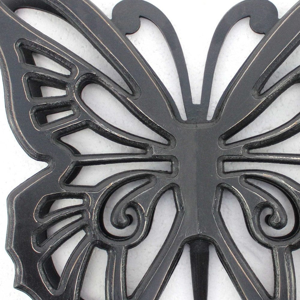 23" X 19" Black Rustic Butterfly Wooden Wall Decor - Homeroots