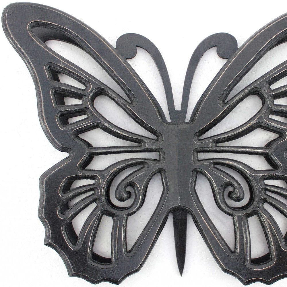 23" X 19" Black Rustic Butterfly Wooden Wall Decor - Homeroots