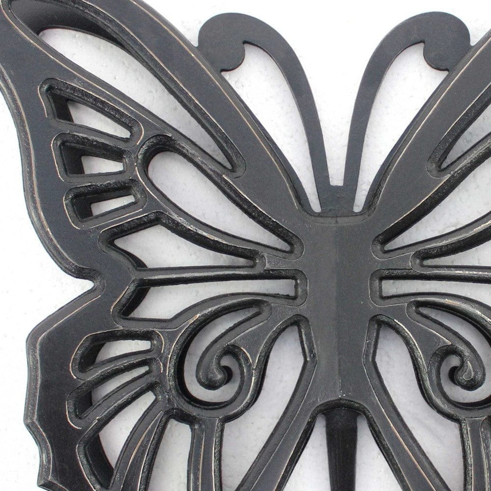 23" X 19" Black Rustic Butterfly Wooden Wall Decor - Homeroots