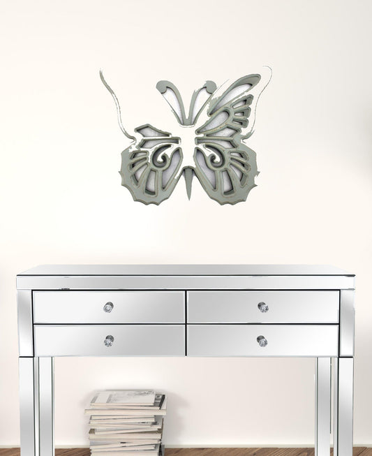 23" X 19" X 4" Gray Rustic Butterfly Wooden  Wall Decor - Homeroots