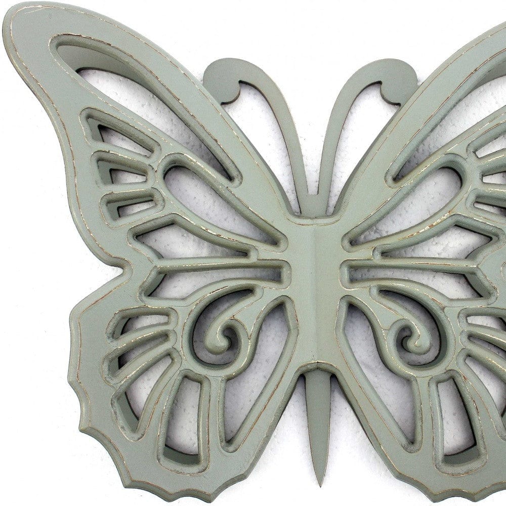 23" X 19" X 4" Gray Rustic Butterfly Wooden  Wall Decor - Homeroots