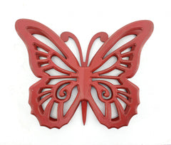 23" X 19" X 4" Red Rustic Butterfly Wooden  Wall Decor - Homeroots