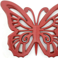 23" X 19" X 4" Red Rustic Butterfly Wooden  Wall Decor - Homeroots