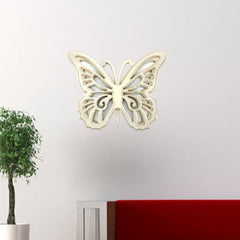 23" X 19" X 4" Light Yellow Rustic Butterfly Wooden  Wall Decor - Homeroots