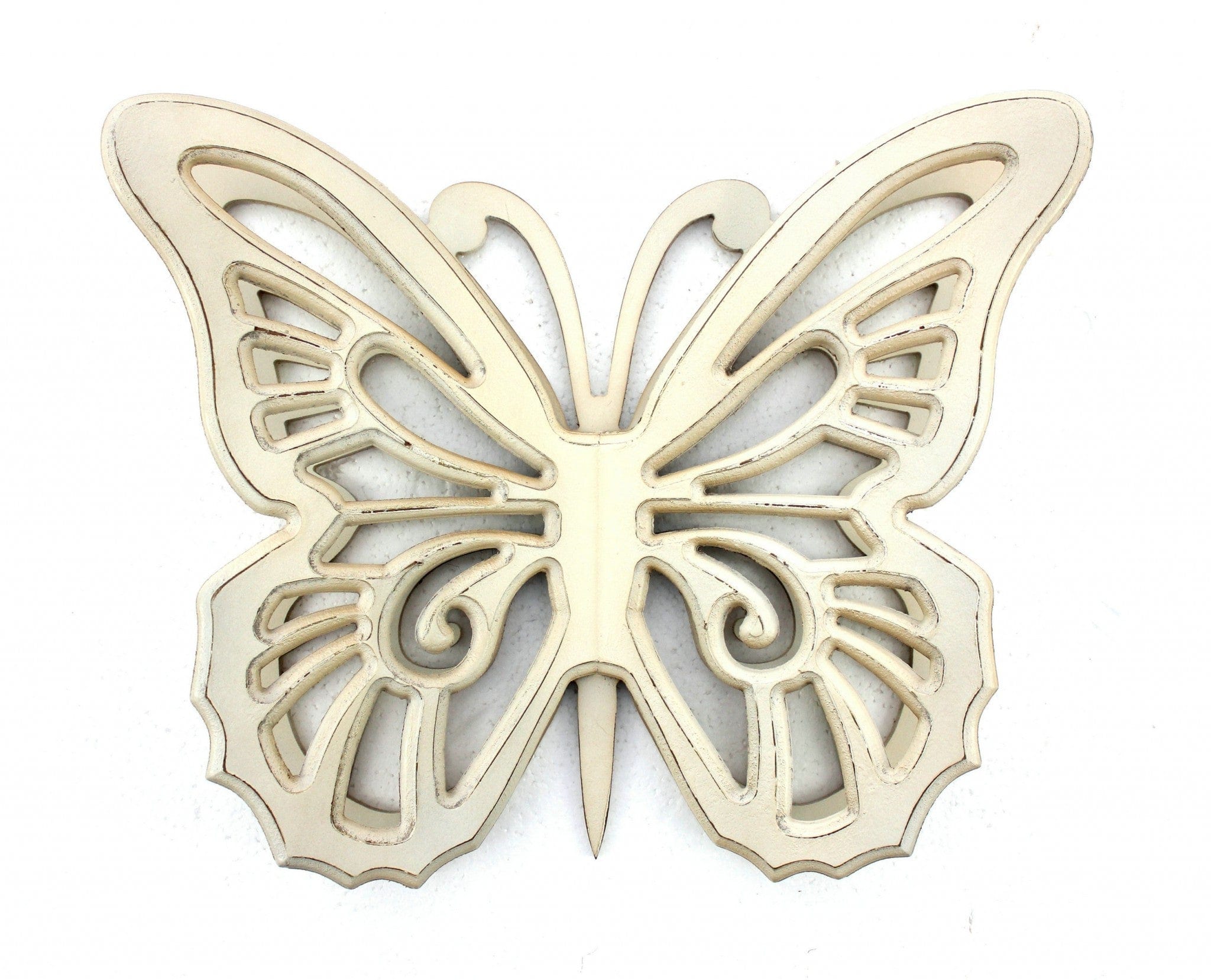 23" X 19" X 4" Light Yellow Rustic Butterfly Wooden  Wall Decor - Homeroots