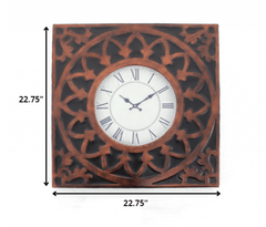 23" Square Bronze Glass Analog Wall Clock