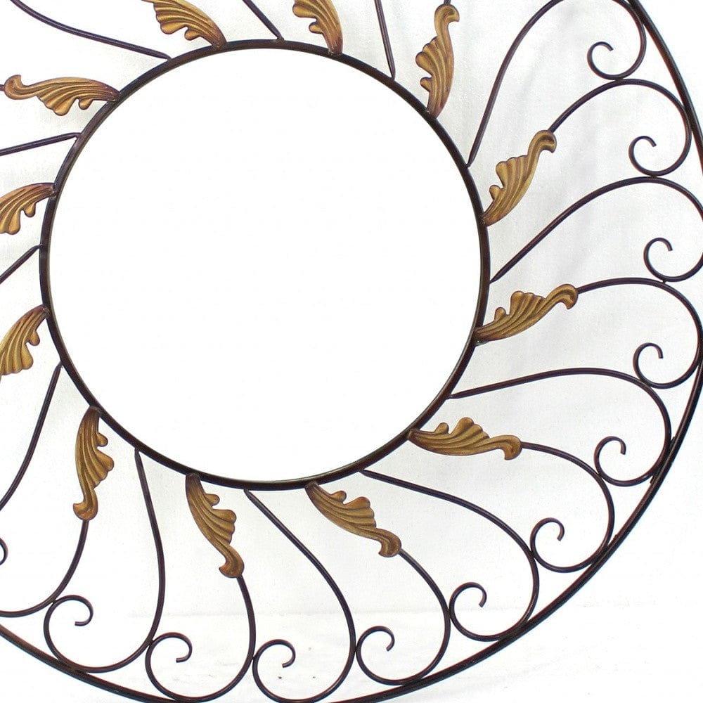 Bronze Round Accent Metal Mirror - Homeroots