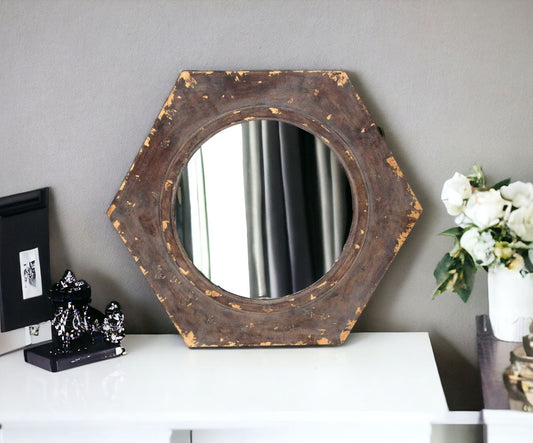 Bronze Hexagon Accent Mirror - Homeroots