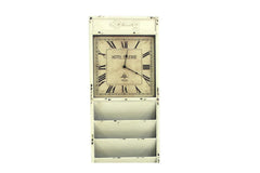 60" Off White Vintage Look Magazine Rack With Clock - Homeroots