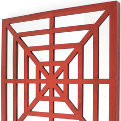 24" X 24" X 1" Red Mirrored Wooden  Wall Decor