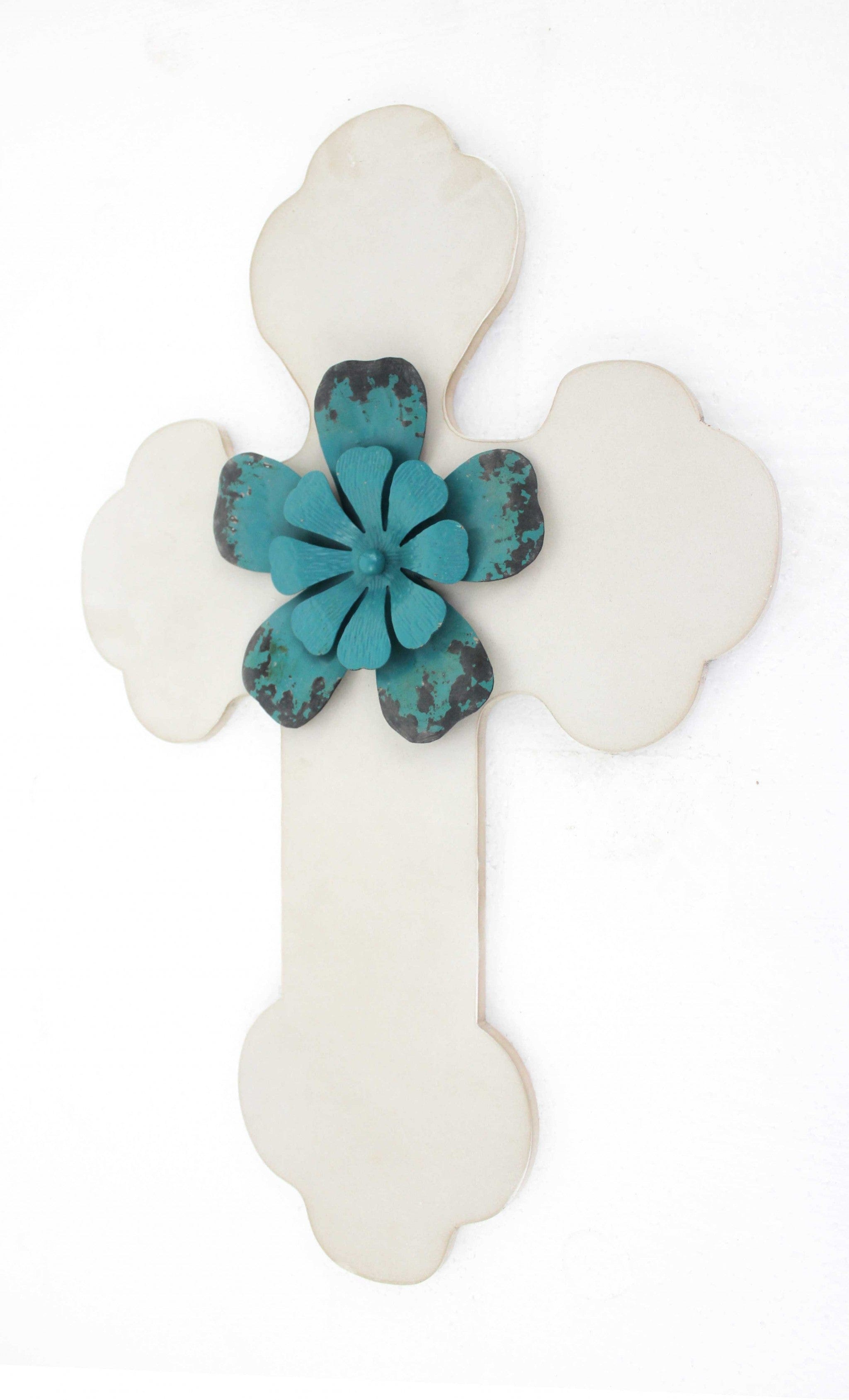 24" X 16" X 1" White Cross Wall Decor