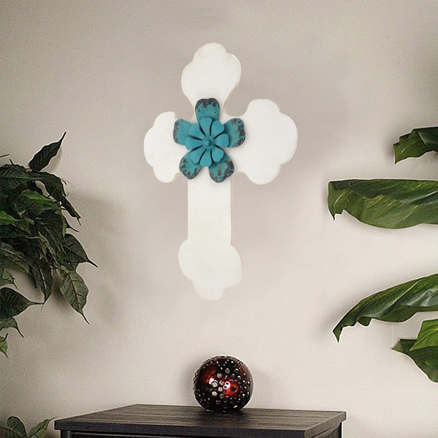 24" X 16" X 1" White Cross Wall Decor - Homeroots