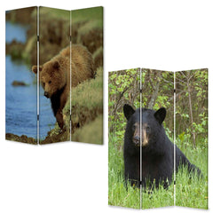 48" X 72" Multi Color Wood Canvas Bear  Screen - Homeroots