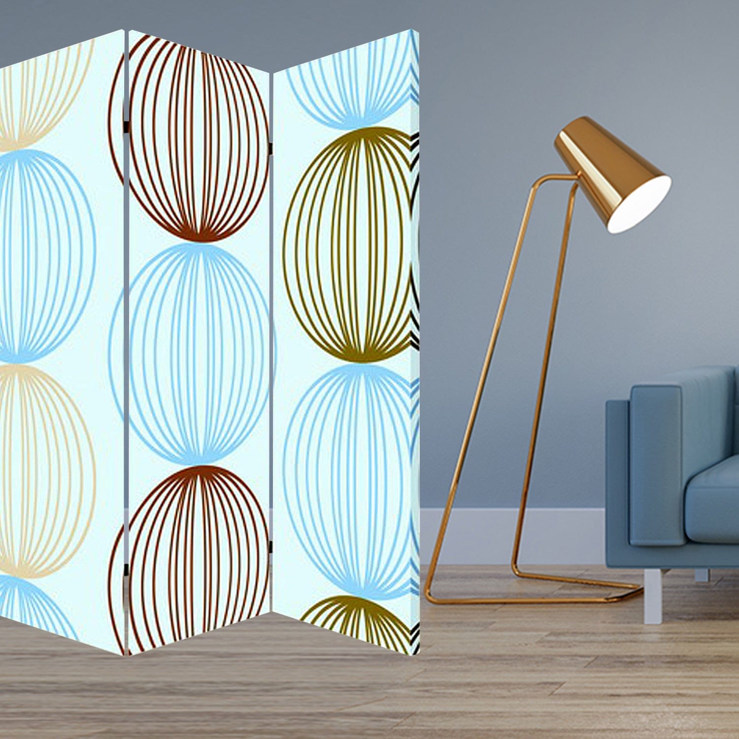 48 X 72 Multi Color Wood Canvas Sphere  Screen - Homeroots