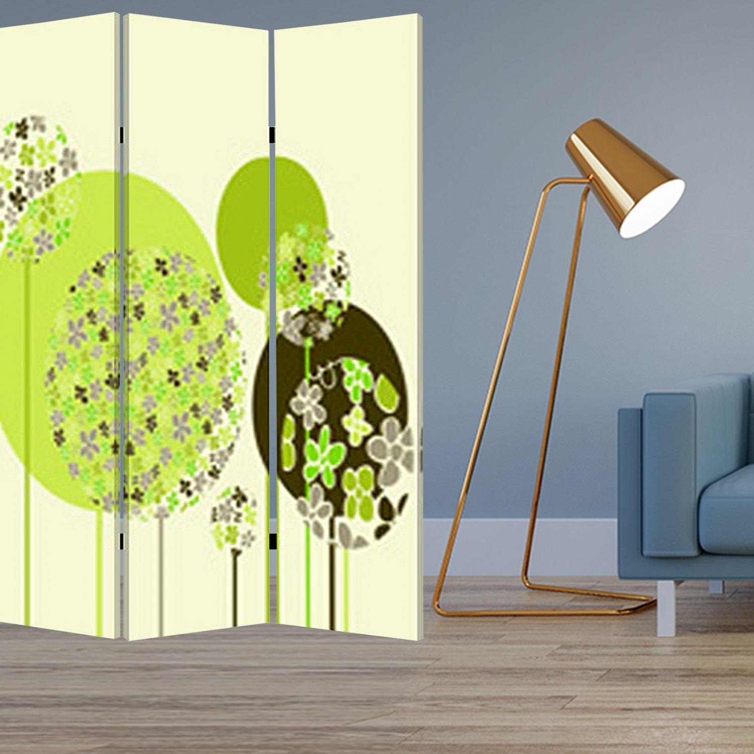 48 X 72 Multi Color Wood Canvas Floral Buds  Screen - Homeroots