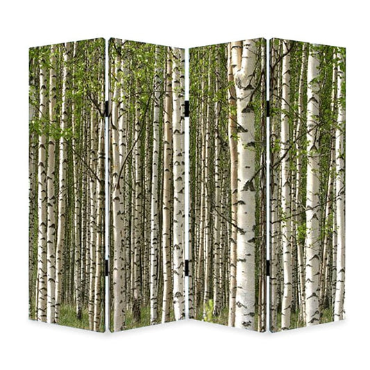 84" X 84" Multi Color Wood Canvas Prolific Forrest  Screen - Homeroots