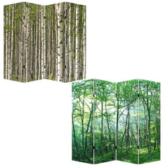 84" X 84" Multi Color Wood Canvas Prolific Forrest  Screen - Homeroots