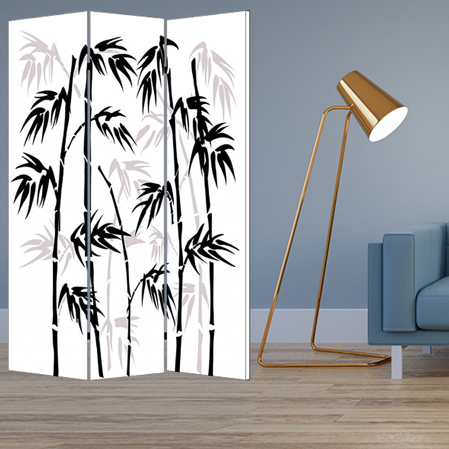 48 X 72 Multi Color Wood Canvas Bamboo Leaf  Screen - Homeroots