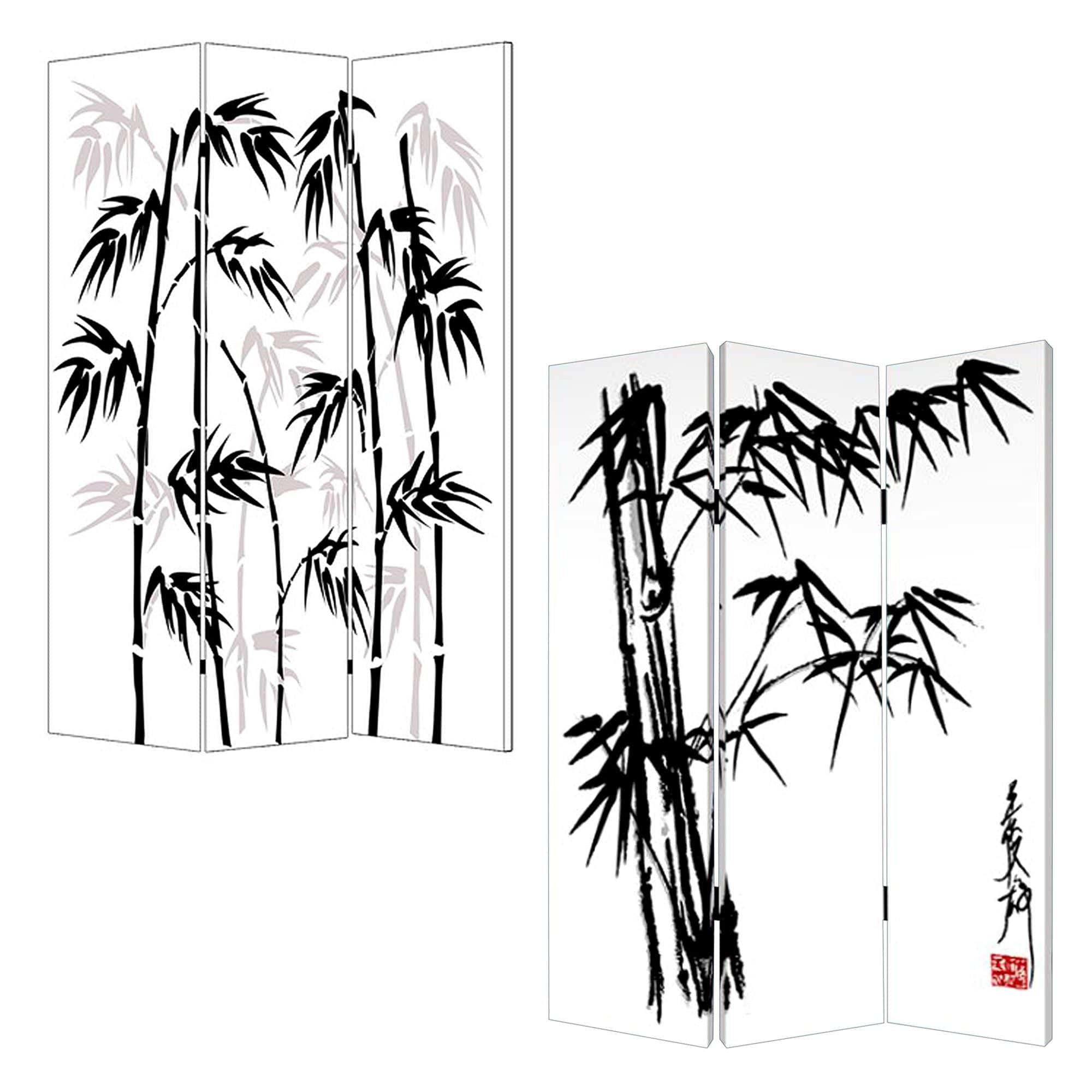 48 X 72 Multi Color Wood Canvas Bamboo Leaf  Screen - Homeroots