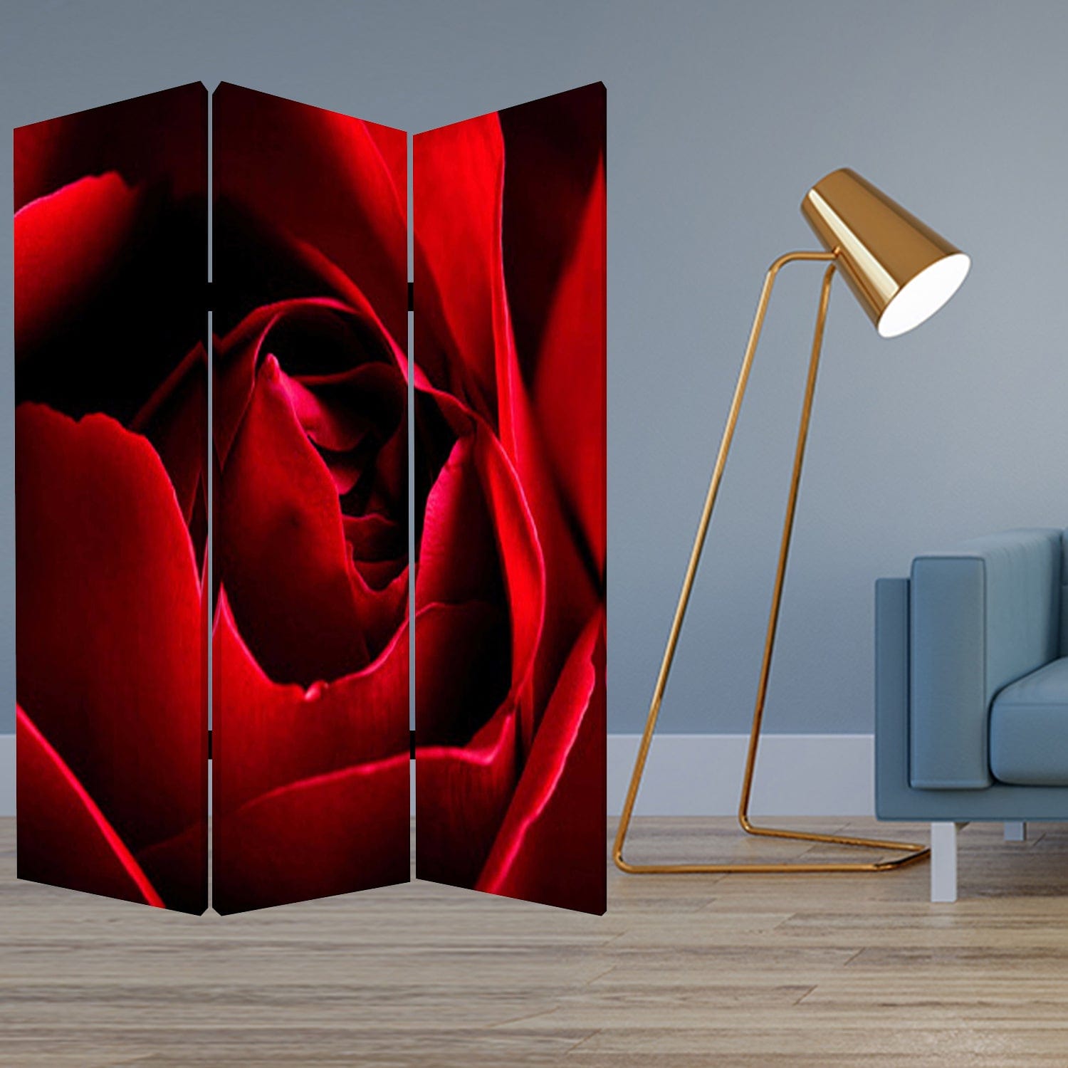 48 X 72 Multi Color Wood Canvas Rose  Screen