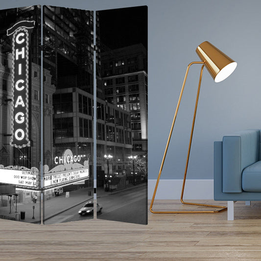 48" X 72" Multi Color Wood Canvas Chicago  Screen - Homeroots