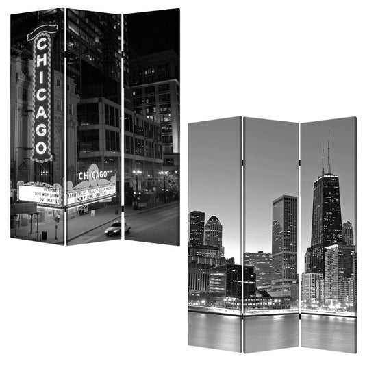 48" X 72" Multi Color Wood Canvas Chicago  Screen - Homeroots