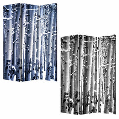 48" X 72" Gray And White Wood Canvas Birch  Screen - Homeroots