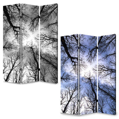 48" X 72" Multi Color Wood Canvas Forest  Screen