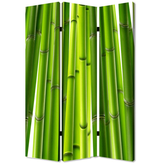 48" X 72" Multi Color Wood Canvas Bamboo  Screen - Homeroots