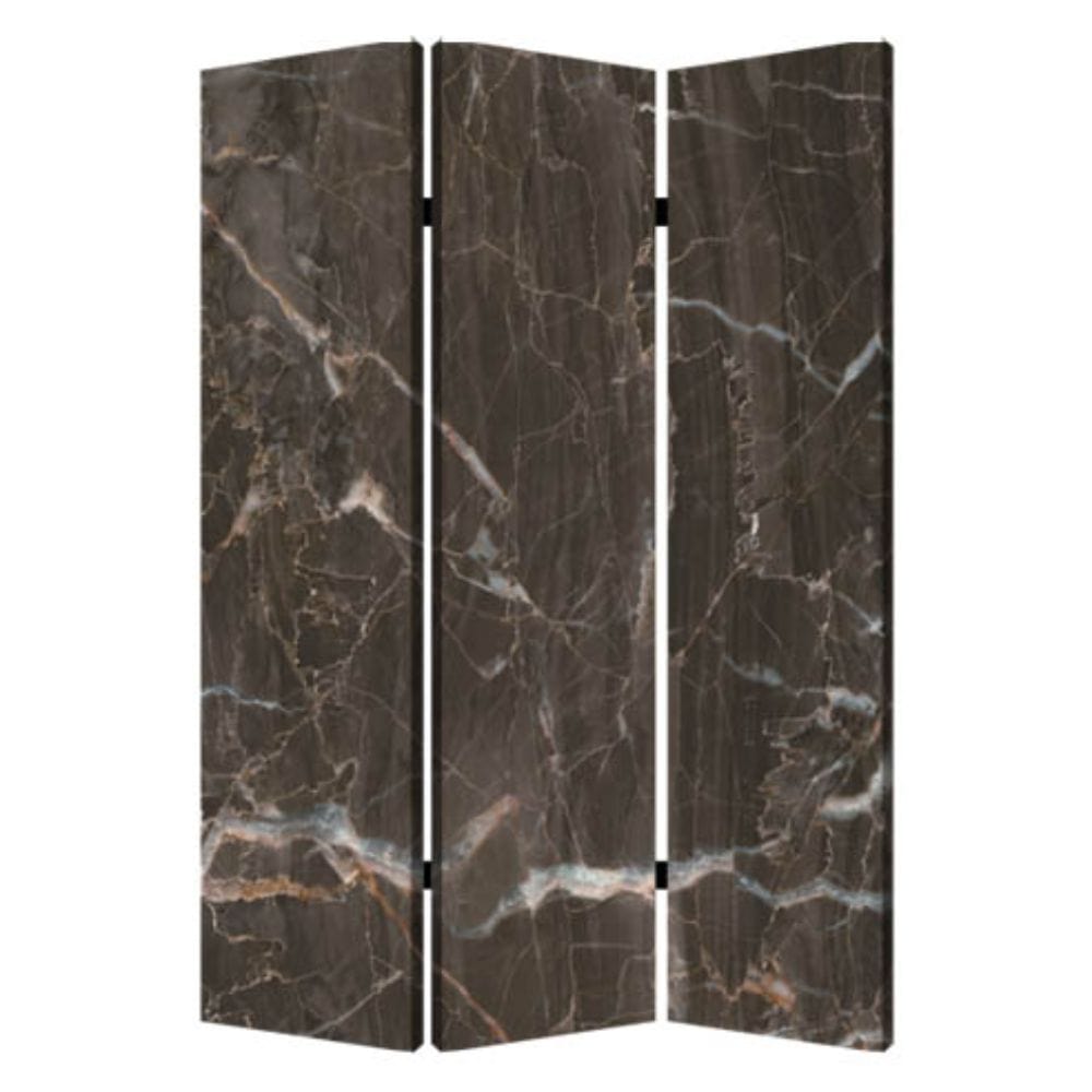 48" X 72" Multi Color Wood Canvas Black Marble  Screen - Homeroots