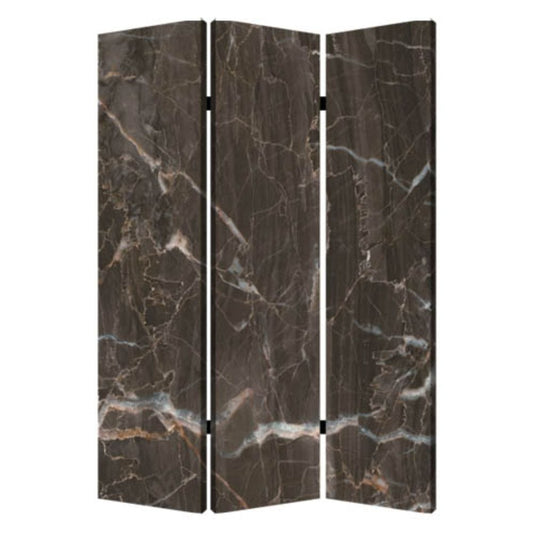 48" X 72" Multi Color Wood Canvas Black Marble  Screen - Homeroots